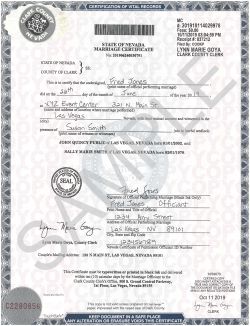 Sample of Certified Marriage Certifciate
