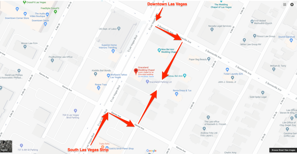 Graceland Wedding Chapel Parking